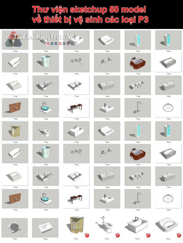 Thư viện sketchup 50 model về thiết bị vệ sinh các loại P3