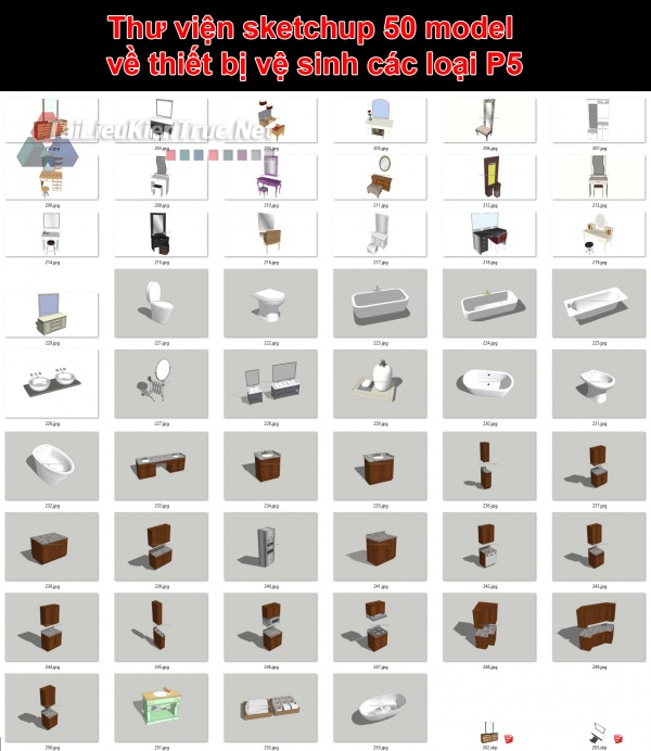 Thư viện sketchup 50 model về thiết bị vệ sinh các loại P5