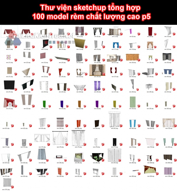 Thư viện sketchup tổng hợp 100 model rèm chất lượng cao p5