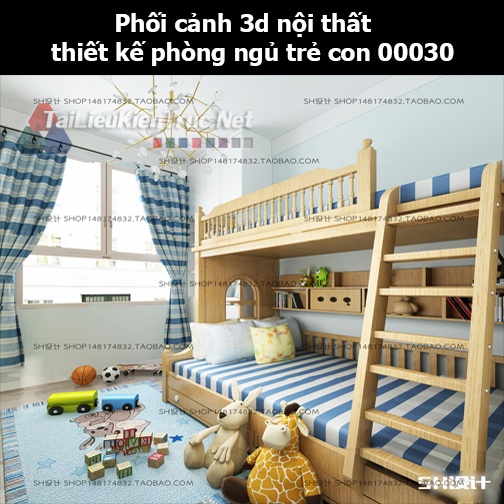 Phối cảnh 3d nội thất thiết kế phòng ngủ trẻ con 00030
