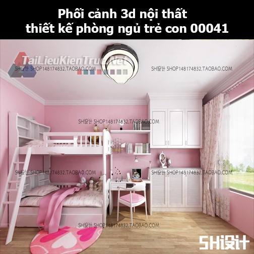 Phối cảnh 3d nội thất thiết kế phòng ngủ trẻ con 00041