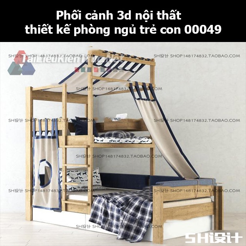 Phối cảnh 3d nội thất thiết kế phòng ngủ trẻ con 00049