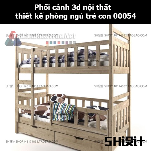 Phối cảnh 3d nội thất thiết kế phòng ngủ trẻ con 00054