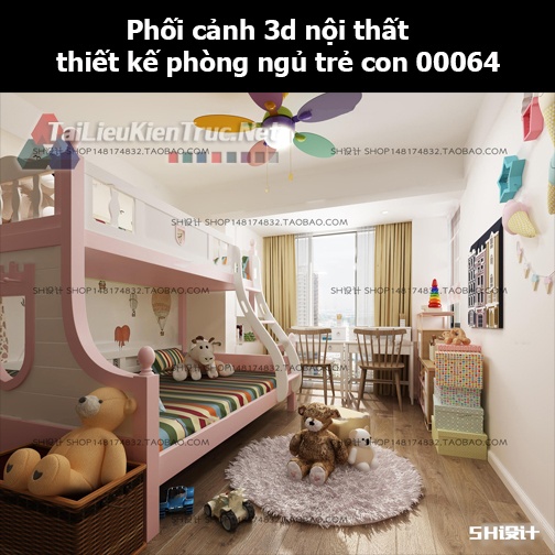 Phối cảnh 3d nội thất thiết kế phòng ngủ trẻ con 00064