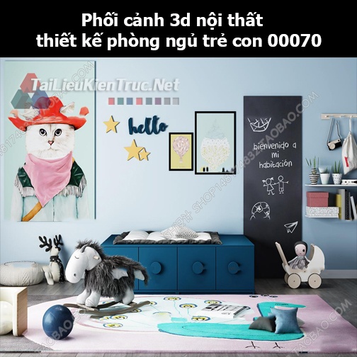 Phối cảnh 3d nội thất thiết kế phòng ngủ trẻ con 00070