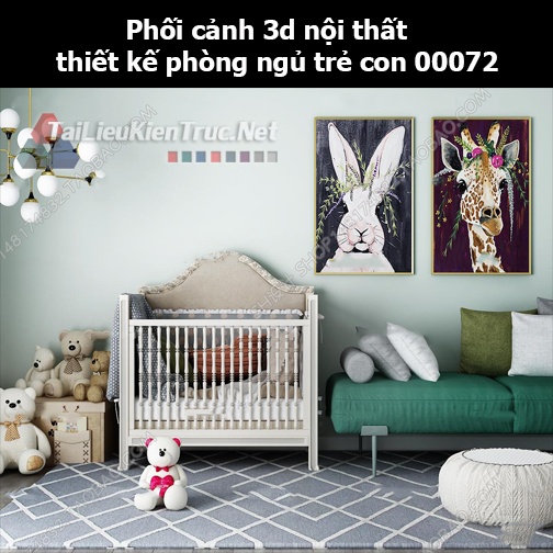 Phối cảnh 3d nội thất thiết kế phòng ngủ trẻ con 00072