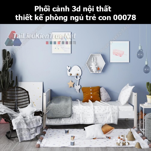 Phối cảnh 3d nội thất thiết kế phòng ngủ trẻ con 00078