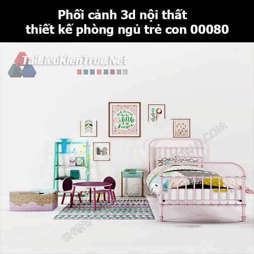 Phối cảnh 3d nội thất thiết kế phòng ngủ trẻ con 00080