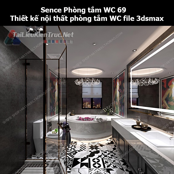Sence Phòng tắm WC 69 - Thiết kế nội thất phòng tắm + Wc file 3dsmax