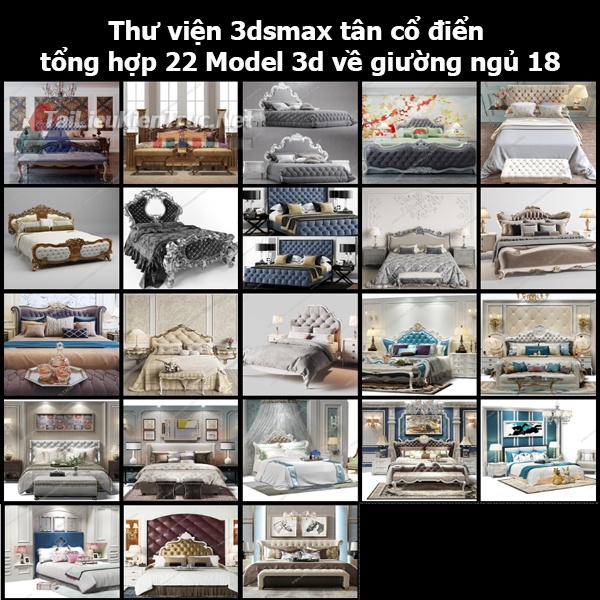 Thư viện 3dsmax tân cổ điển tổng hợp 22 Model 3d về Giường ngủ 18