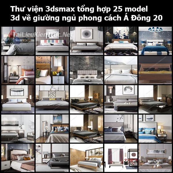 Thư viện 3dsmax tổng hợp 25 Model 3d về Giường ngủ phong cách Á Đông 20