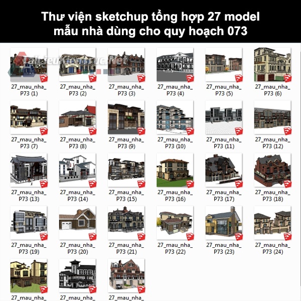 Thư viện Sketchup tổng hợp 27 Model mẫu nhà dùng cho quy hoạch 073