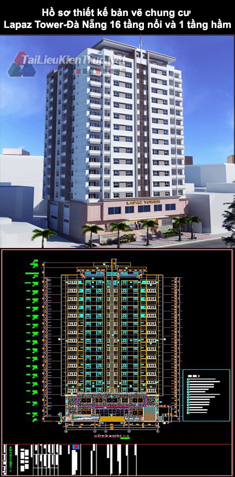 Hồ sơ thiết kế bản vẽ chung cư Lapaz Tower- Đà Nẵng 16 tầng nổi và 01 tầng hầm
