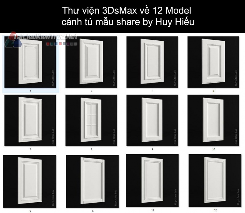Thư viện 3DsMax về 12 Model cánh tủ mẫu share by Huy Hiếu
