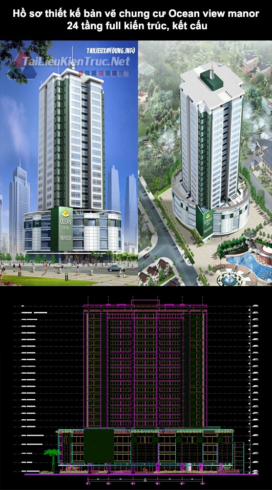 Hồ sơ thiết kế bản vẽ chung cư Ocean view Manor 24 tầng full kiến trúc, kết cấu