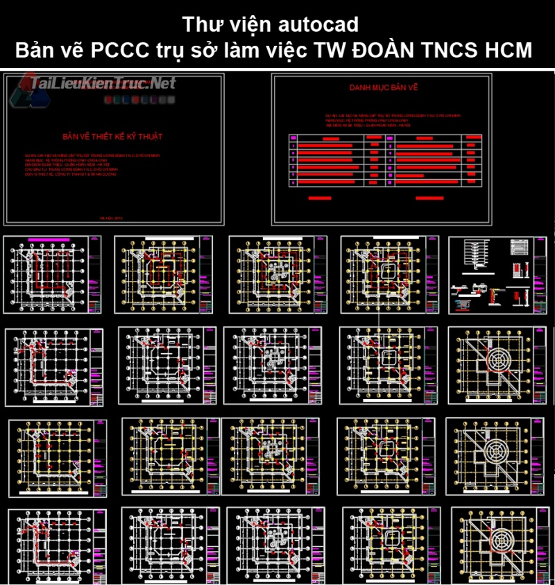 Thư viện autocad Bản vẽ PCCC trụ sở làm việc TW ĐOÀN TNCS HCM