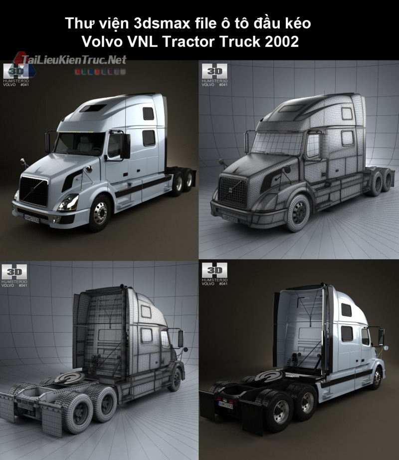 Thư viện 3dsmax file ô tô đầu kéo Volvo VNL Tractor Truck 2002