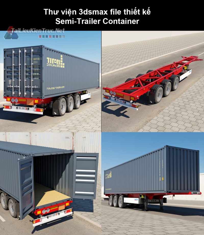 Thư viện 3dsmax file thiết kế Semi-Trailer Container