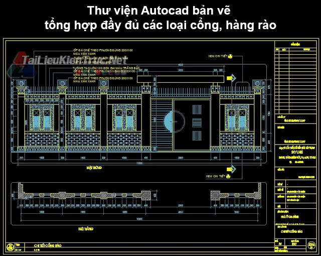 Thư viện Autocad bản vẽ tổng hợp đầy đủ các loại cổng, hàng rào