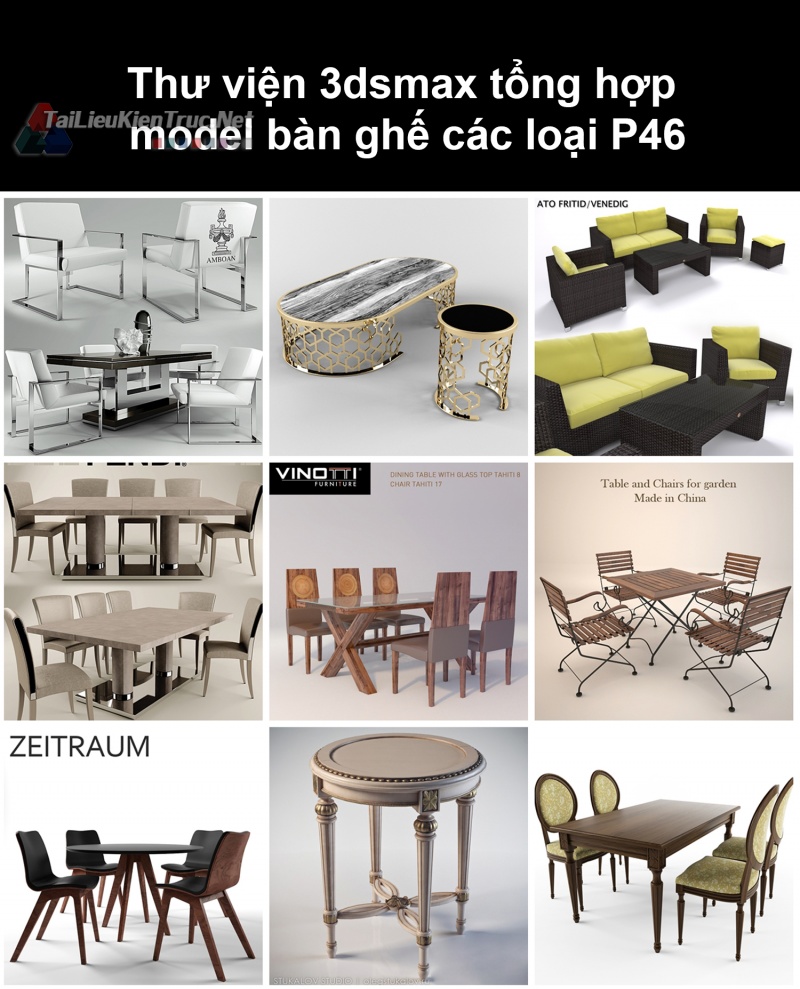 Thư viện 3dsmax tổng hợp Model bàn ghế các loại P46