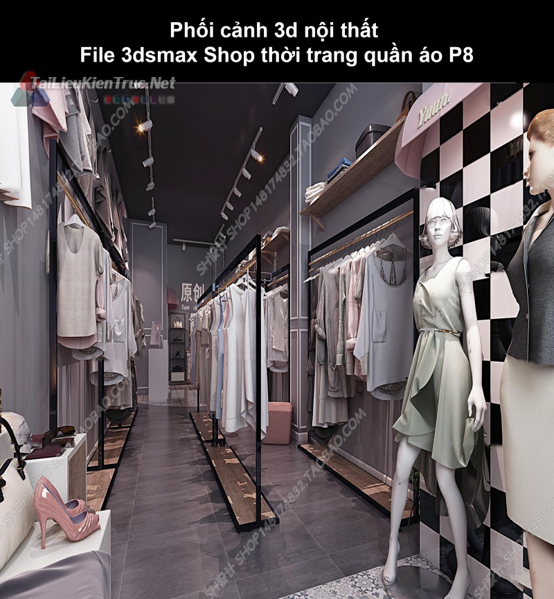 Phối cảnh 3d nội thất File 3dmax Shop thời trang quần áo p8