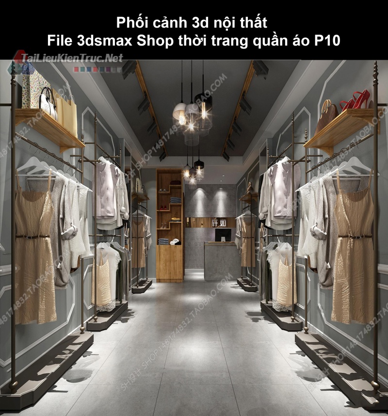Phối cảnh 3d nội thất File 3dmax Shop thời trang quần áo p10