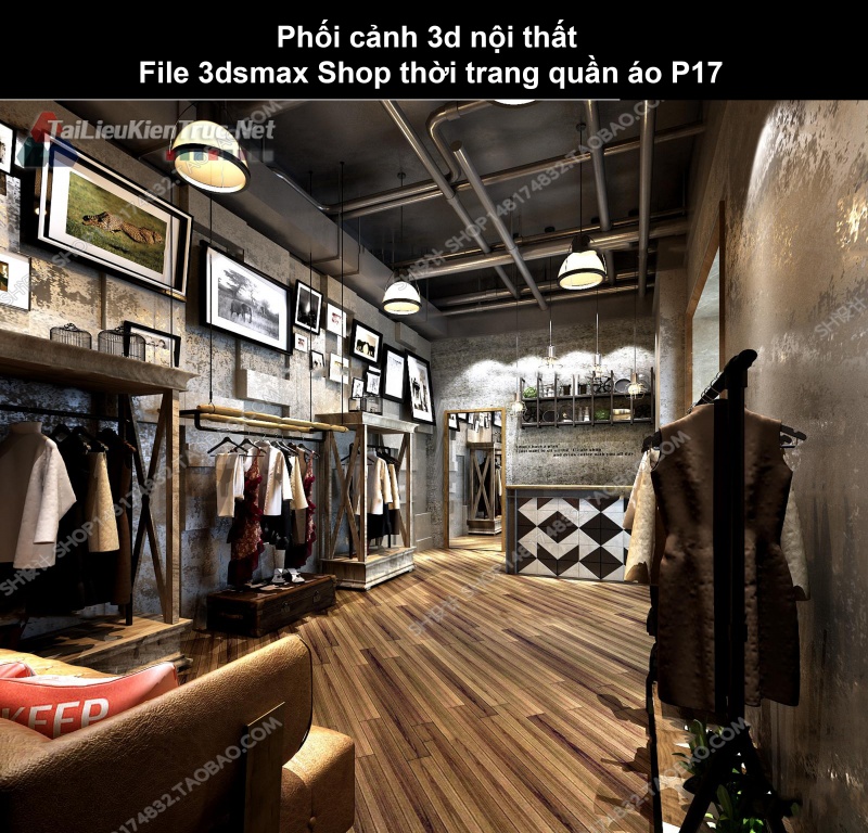 Phối cảnh 3d nội thất File 3dmax Shop thời trang quần áo p17