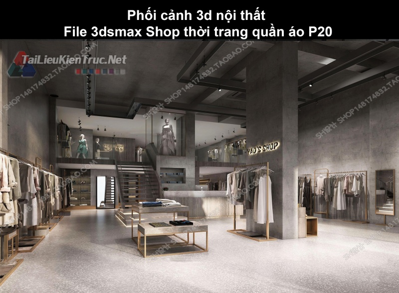 Phối cảnh 3d nội thất File 3dmax Shop thời trang quần áo p20