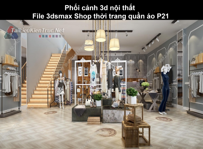 Phối cảnh 3d nội thất File 3dmax Shop thời trang quần áo p21