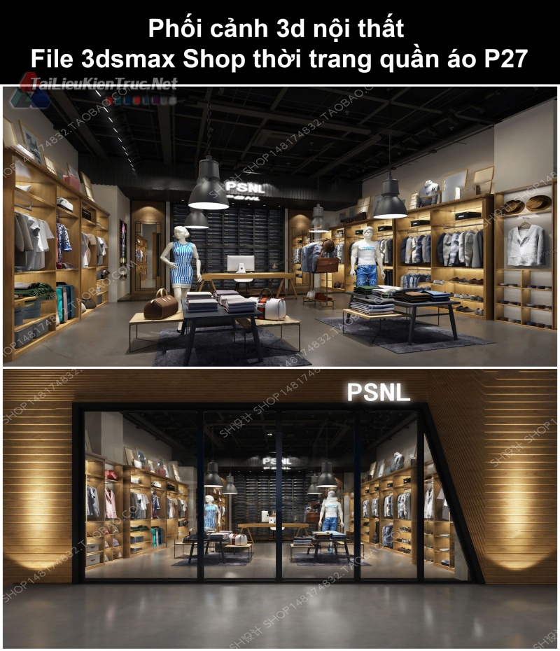 Phối cảnh 3d nội thất File 3dmax Shop thời trang quần áo p27