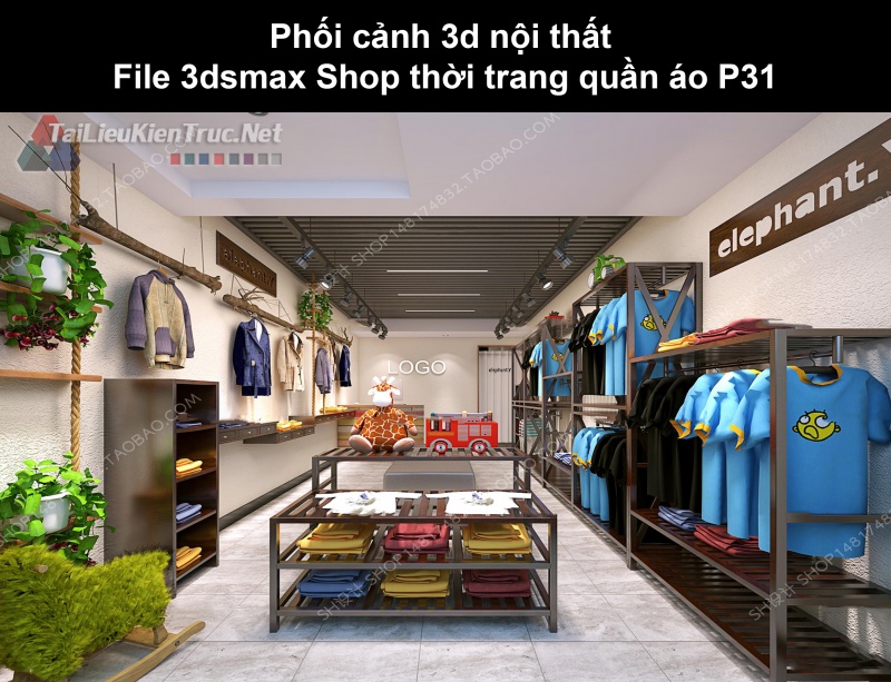 Phối cảnh 3d nội thất File 3dmax Shop thời trang quần áo p31