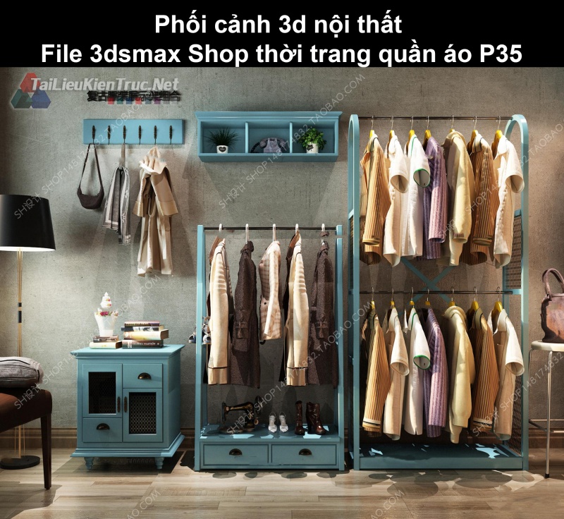 Phối cảnh 3d nội thất File 3dmax Shop thời trang quần áo p35