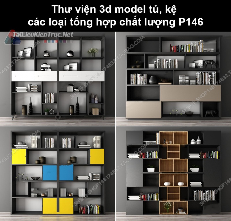 Thư viện 3d model tủ, kệ các loại tổng hợp chất lượng P146