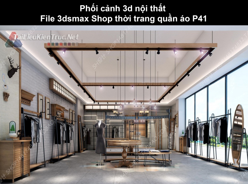 Phối cảnh 3d nội thất File 3dmax Shop thời trang quần áo p41
