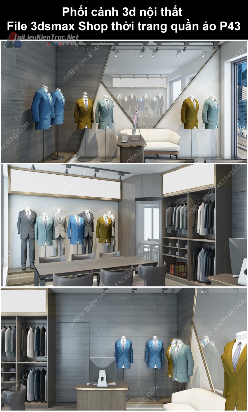 Phối cảnh 3d nội thất File 3dmax Shop thời trang quần áo p43