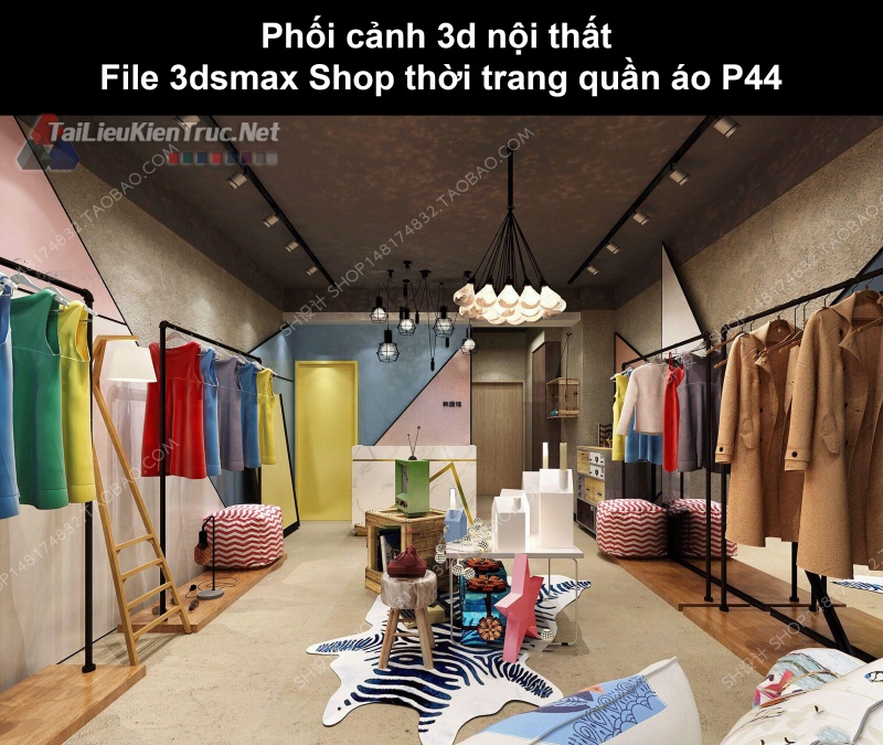 Phối cảnh 3d nội thất File 3dmax Shop thời trang quần áo p44