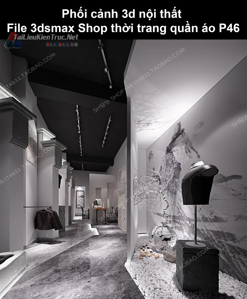 Phối cảnh 3d nội thất File 3dmax Shop thời trang quần áo p46