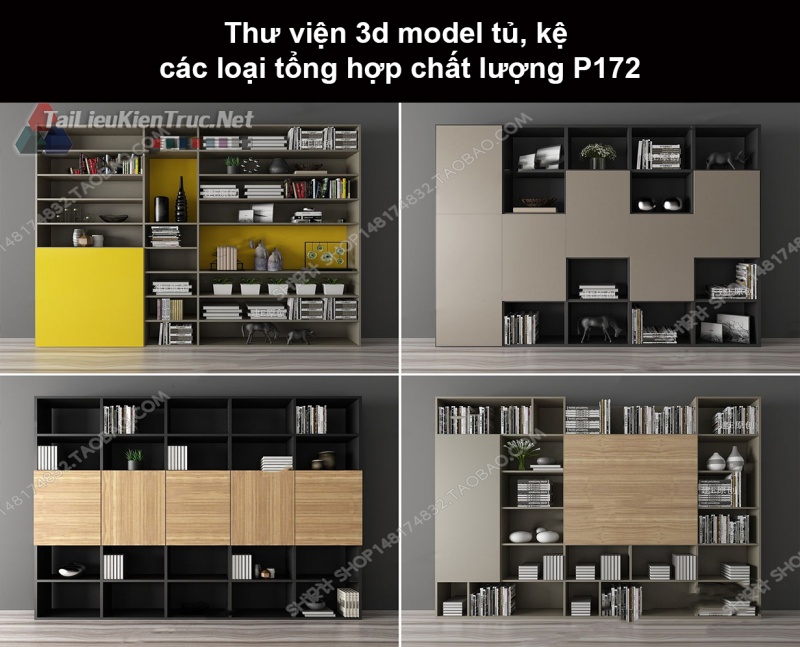 Thư viện 3d model tủ, kệ các loại tổng hợp chất lượng P172