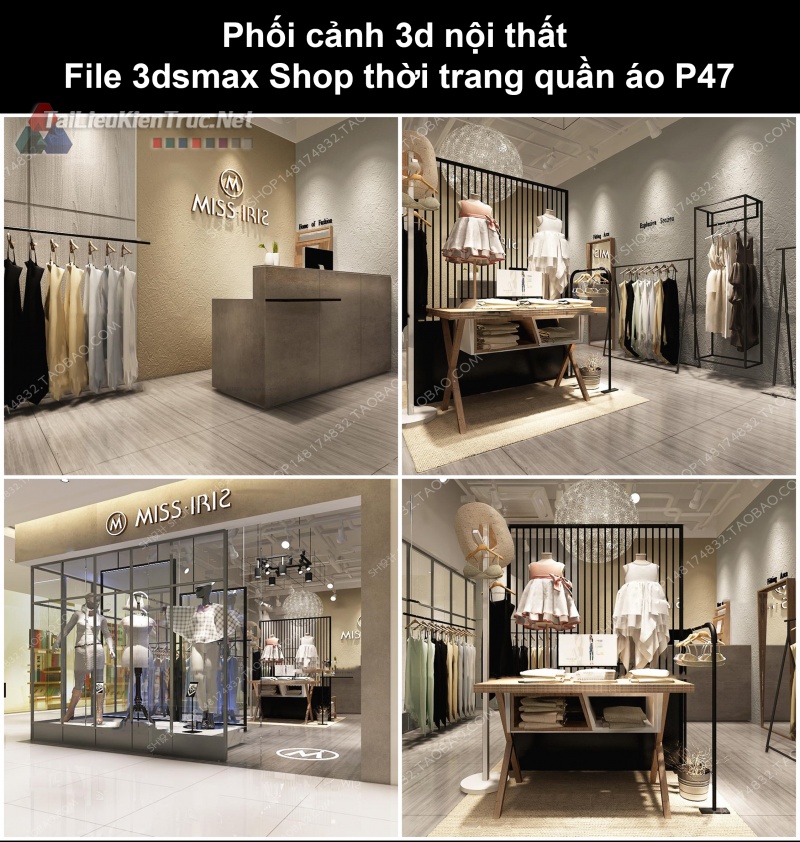 Phối cảnh 3d nội thất File 3dmax Shop thời trang quần áo p47