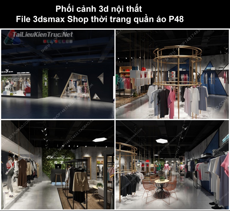 Phối cảnh 3d nội thất File 3dmax Shop thời trang quần áo p48