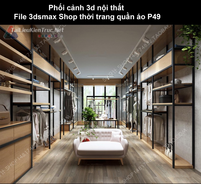 Phối cảnh 3d nội thất File 3dmax Shop thời trang quần áo p49
