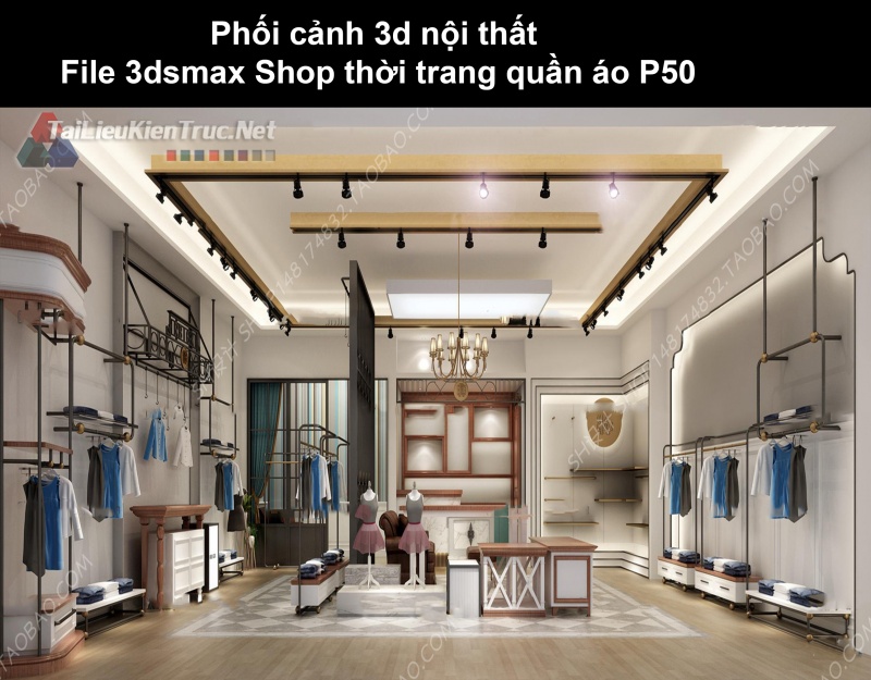 Phối cảnh 3d nội thất File 3dmax Shop thời trang quần áo p50