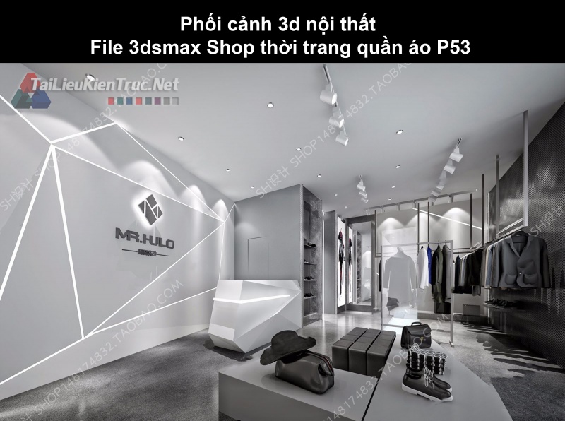 Phối cảnh 3d nội thất File 3dmax Shop thời trang quần áo p53