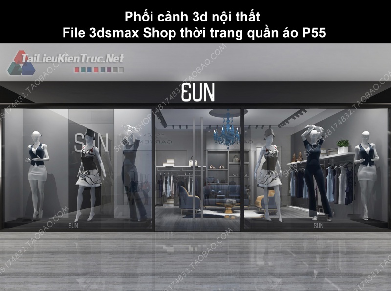 Phối cảnh 3d nội thất File 3dmax Shop thời trang quần áo p55