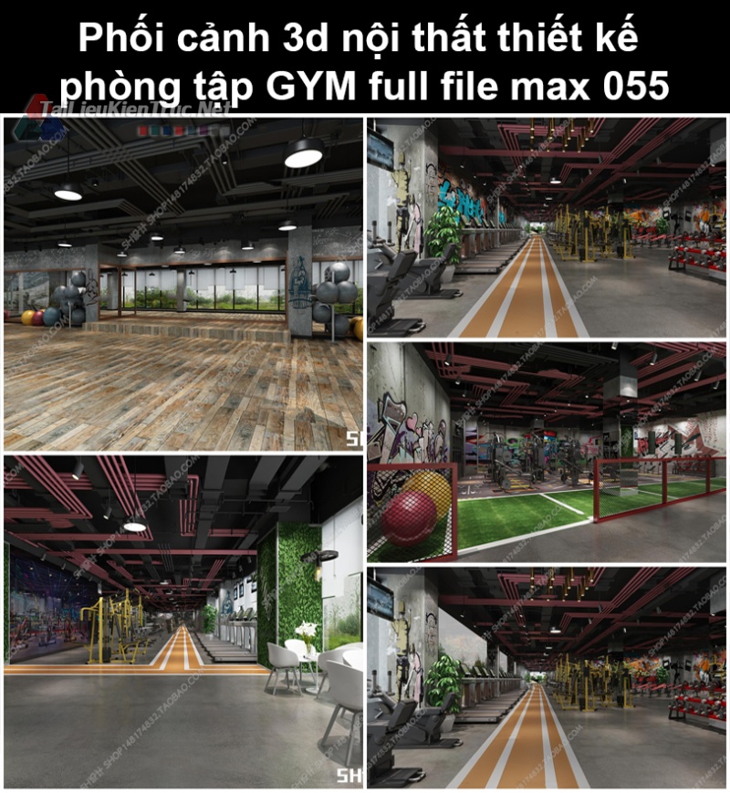 Phối cảnh 3d nội thất Thiết kế phòng tập GYM full file max 055