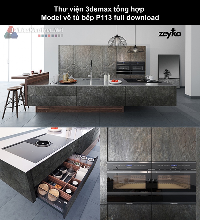 Thư viện 3dsmax tổng hợp Model về tủ bếp P113 full download