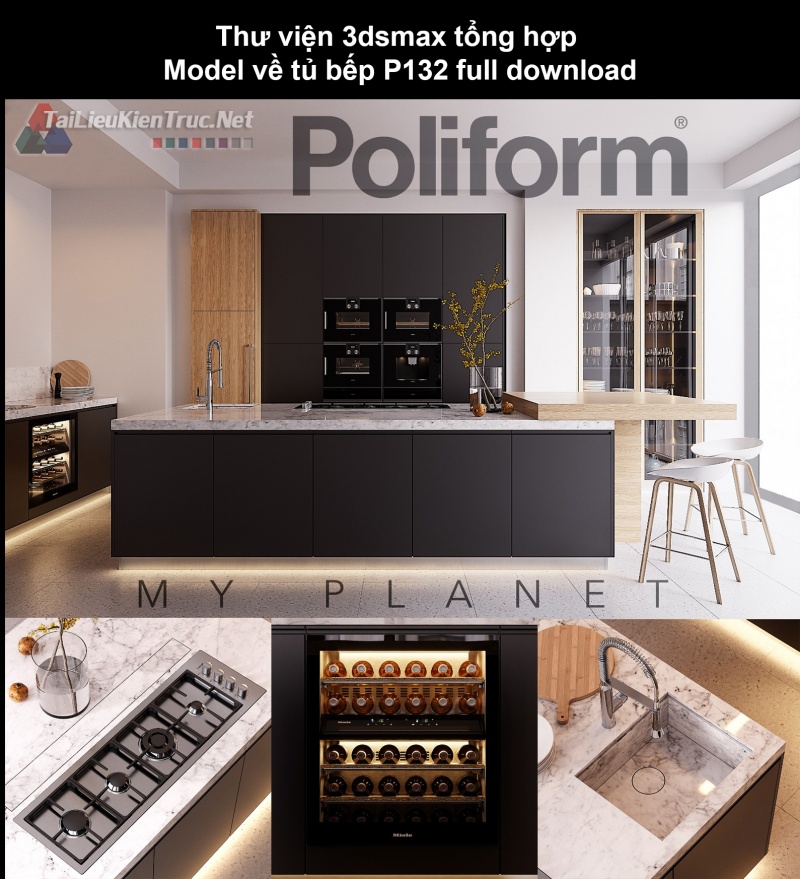 Thư viện 3dsmax tổng hợp Model về tủ bếp P132 full download