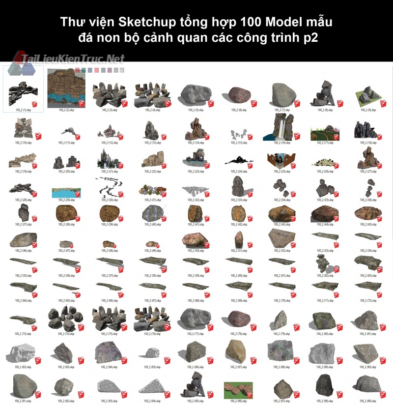 Thư viện Sketchup tổng hợp 100 Model mẫu đá non bộ cảnh quan các công trình p2