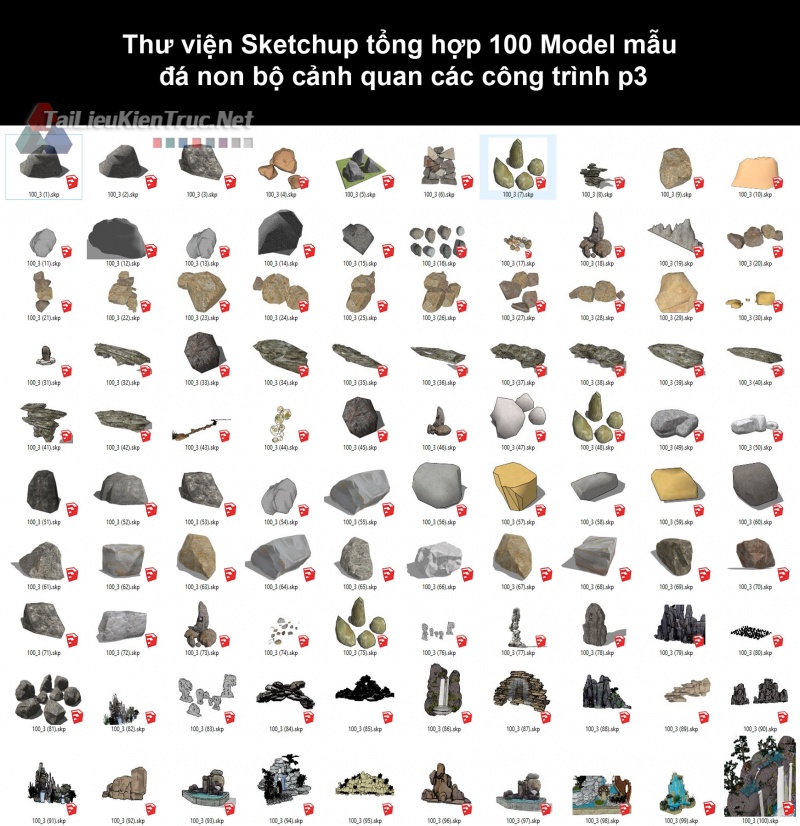 Thư viện Sketchup tổng hợp 100 Model mẫu đá non bộ cảnh quan các công trình p3