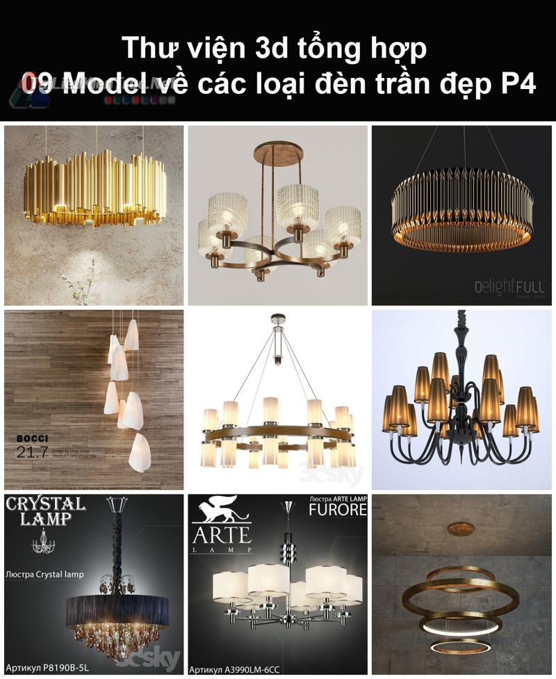 Thư viện 3d tổng hợp 09 model về các loại đèn trần đẹp P4